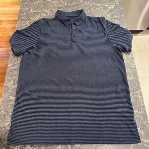 H&M 3 Button Polo (Navy With Black Stripes)